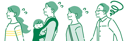 レジや精算機が混雑しお客さまを待たせてしまっている イラスト